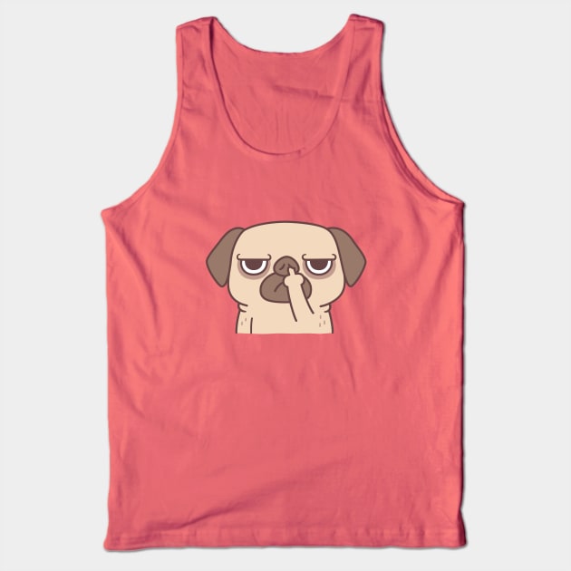 Rude Pug Picking Nose Using Middle Finger Tank Top by rustydoodle